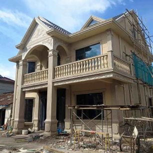 邵阳 黄金麻花岗岩石材私人别墅雕花门楼柱阳台栏杆