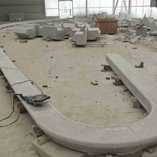 邵阳 芝麻白花岗岩弧形花坛石，坐凳石