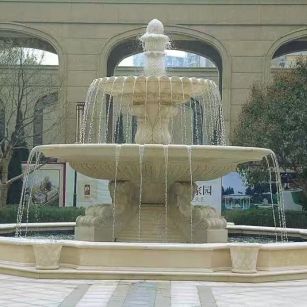 邵阳 黄金麻花岗岩异型加工——户外庭院石雕流水喷泉