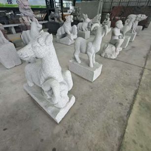 邵阳 芝麻白花岗岩造型立体雕刻——十二生肖