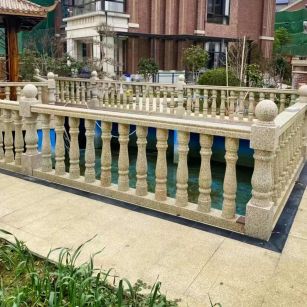 邵阳黄金麻花岗岩石材栏杆，扶手，将军柱，花瓶柱