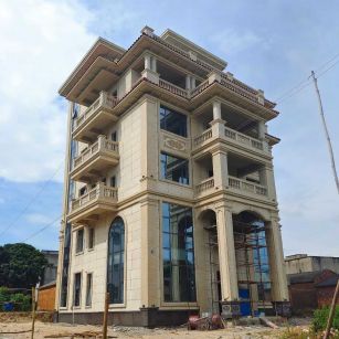 邵阳 黄金麻花岗岩石材别墅外墙干挂搭配（雕花栏杆花瓶柱门楼罗马柱）