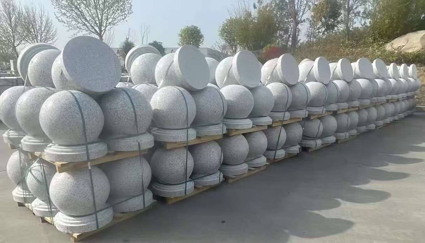 邵阳 白麻花岗岩石材圆球，石球，挡车球，隔离球，景观石球，风水球等