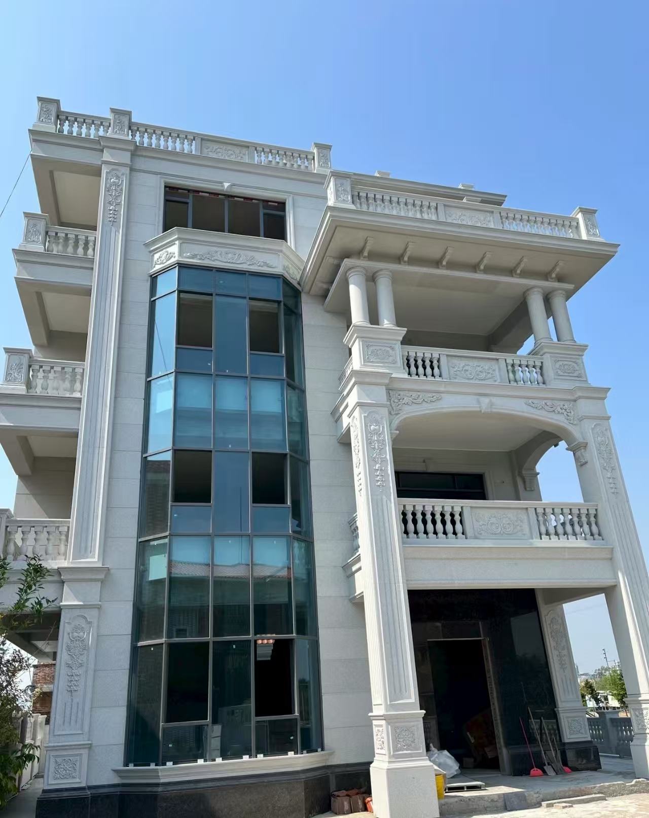 邵阳 白麻花岗岩别墅外墙干挂效果展示