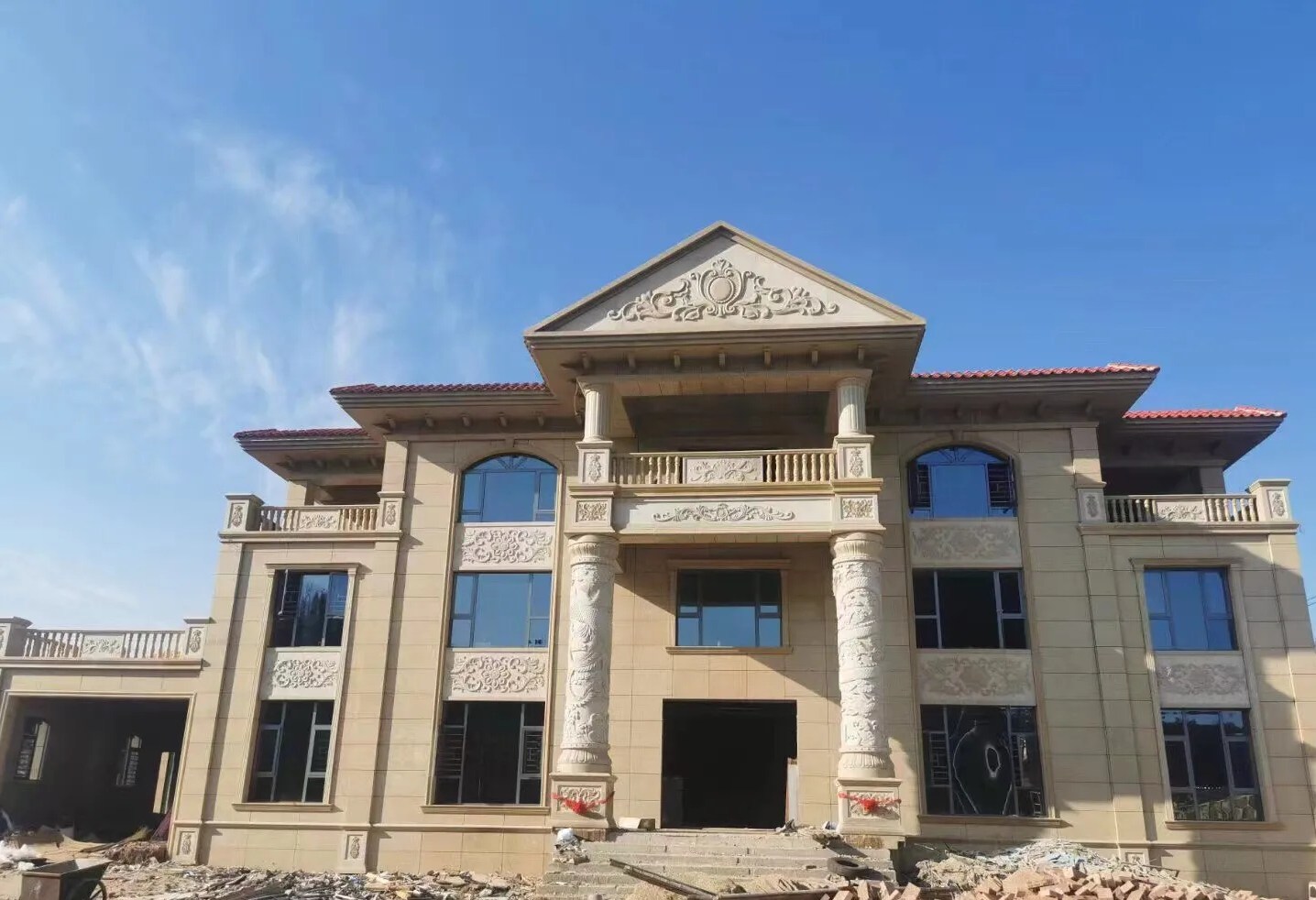 邵阳 黄金麻花岗岩别墅外墙干挂