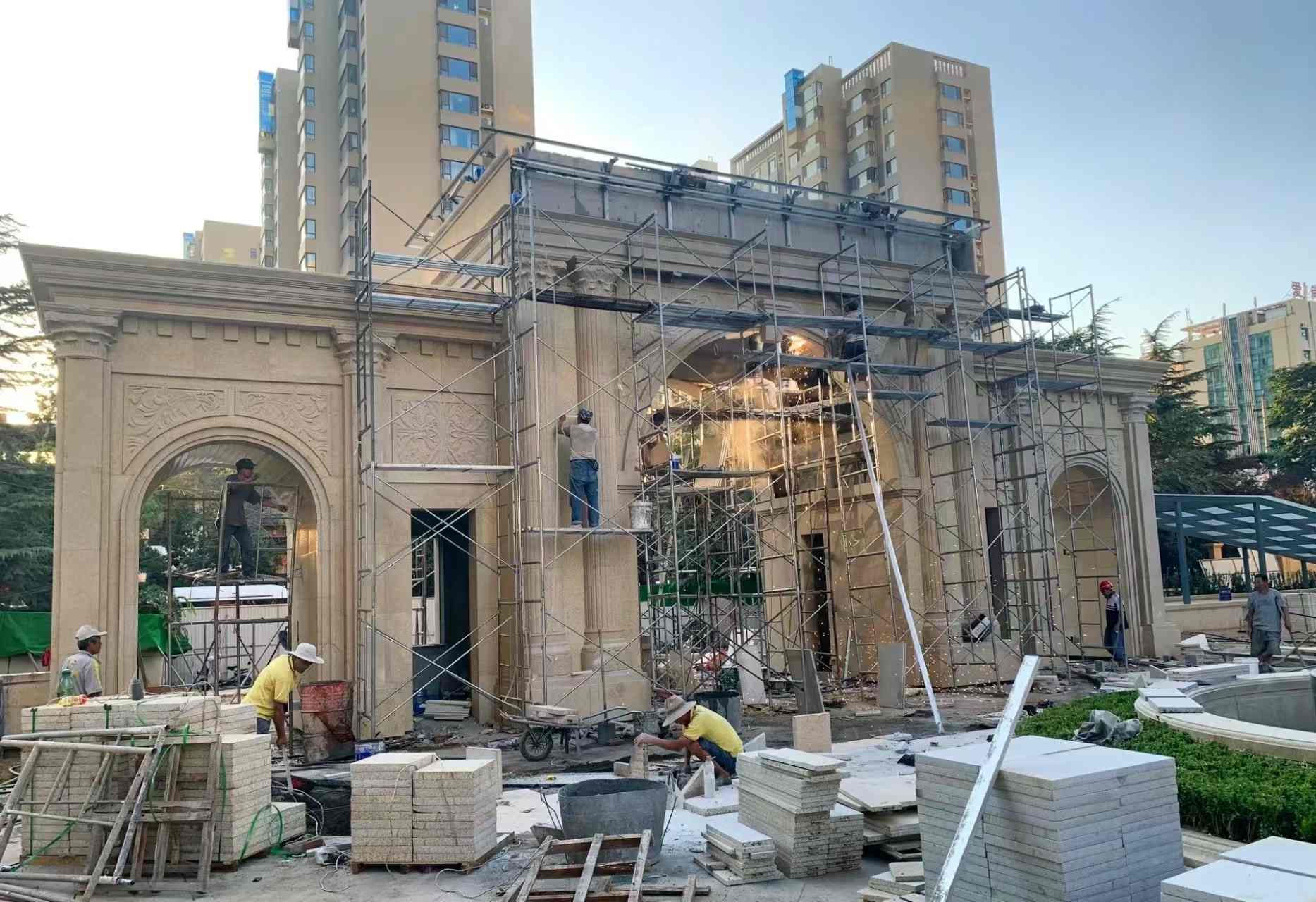 邵阳 黄金麻荔枝面花岗岩小区门楼外墙干挂